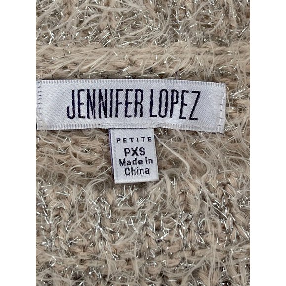 Jennifer Lopez Petite Women's Gold Metallic Feathery Knit Sweater Size PXS - Picture 5 of 9